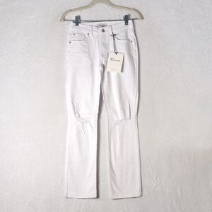 Special A Junior's White Distressed Mid Rise‎ Straight Leg Jeans Size 1